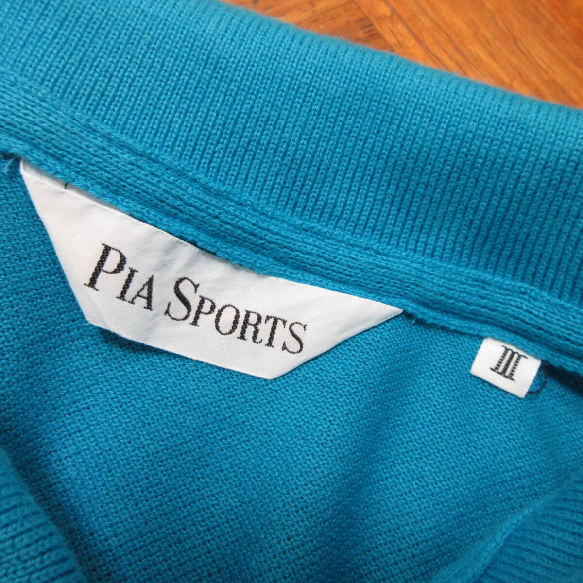 PIA SPORTS　ピアスポーツ　鹿の子ポロシャツ　ターコイズブルー　日本製　表記サイズⅢ　送料230円_画像5