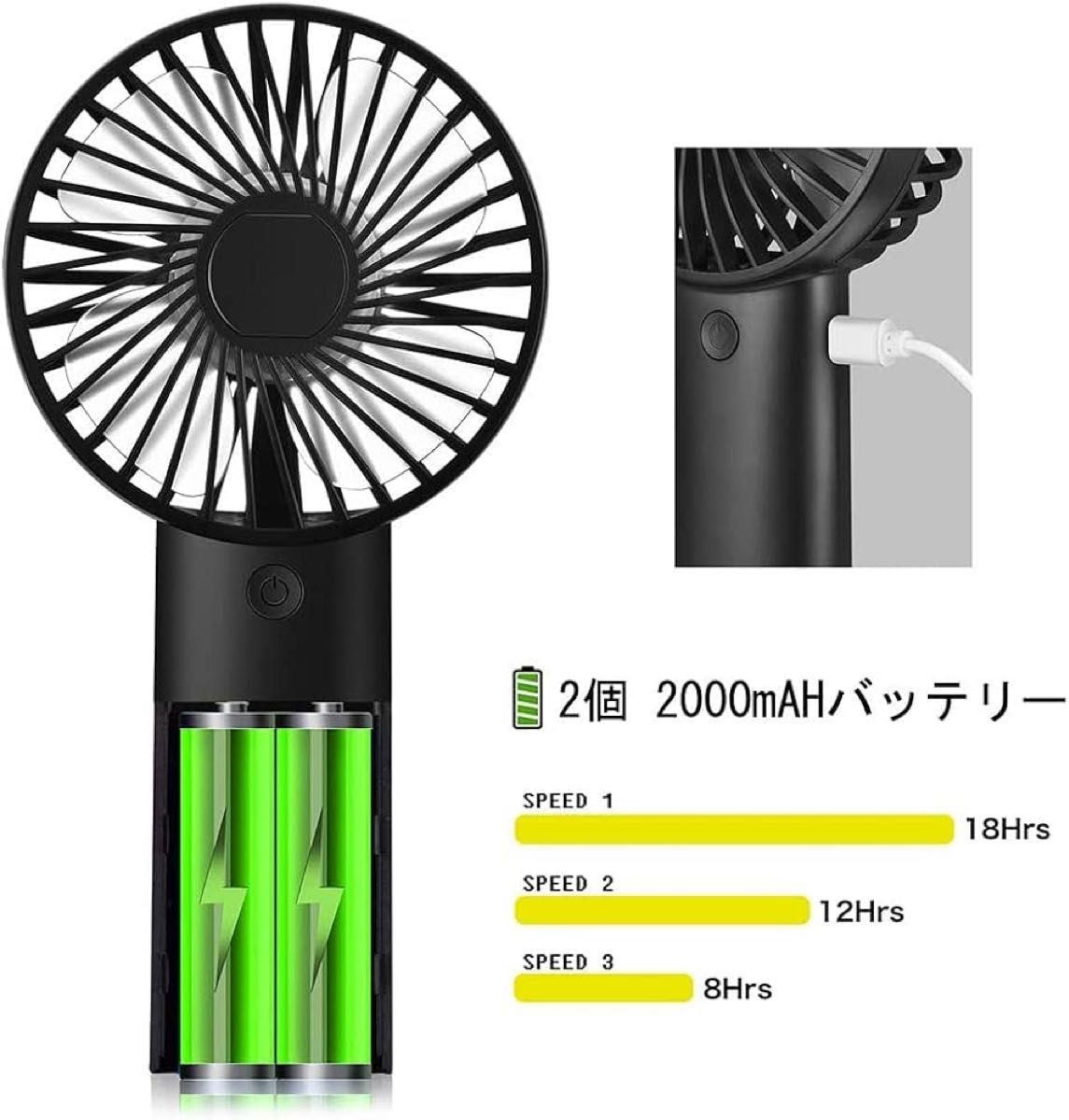 携帯扇風機 手持ち扇風機 4000mAh 大容量 卓上扇風機 USB充電式
