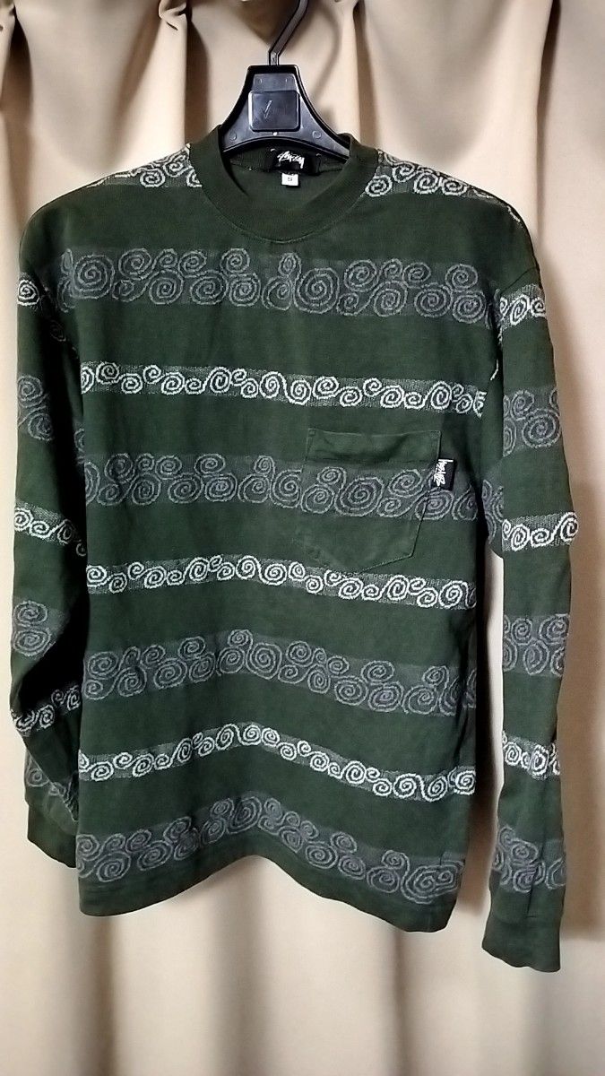 超レア OLD STUSSY 黒タグ初期 80s ジャガードロングTシャツ 超レア OLD STUSSY 黒タグ初期 80s ジャガードロングTシャツ