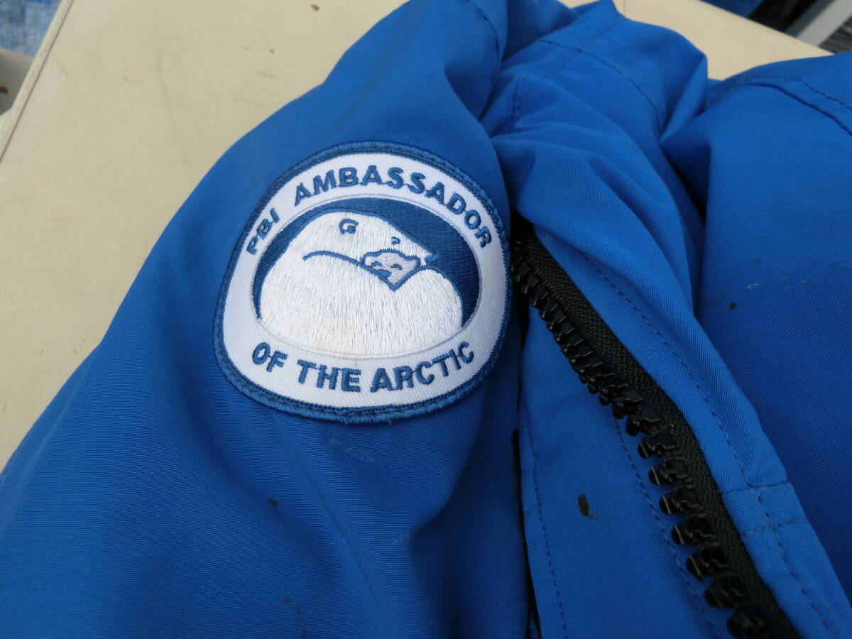 【古着】カナダグース CANADAGOOSE PBIシロクマワッペンモデル ダウンジャケット ブルー Sサイズ_画像7