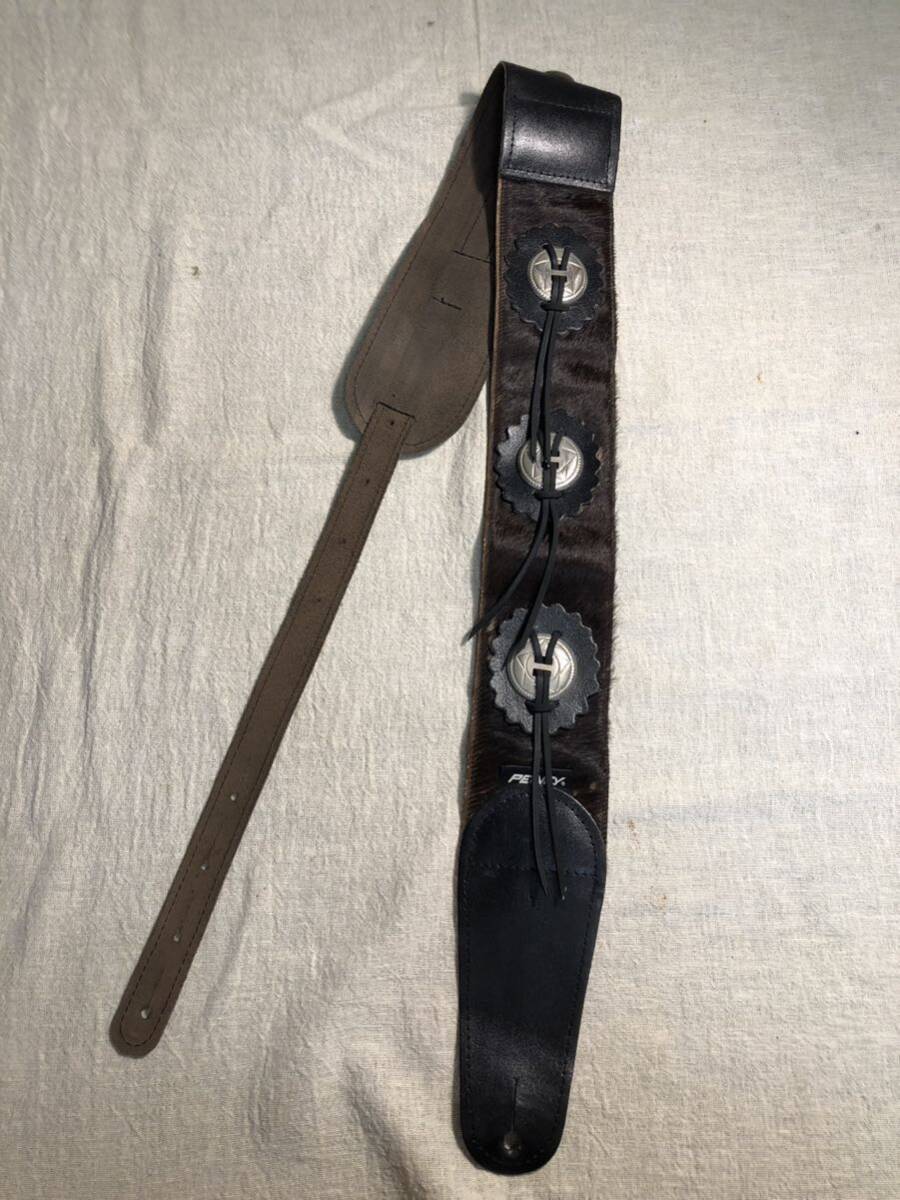  rare Peavey guitar strap original leather Conti . medal leather pi- vi - base 