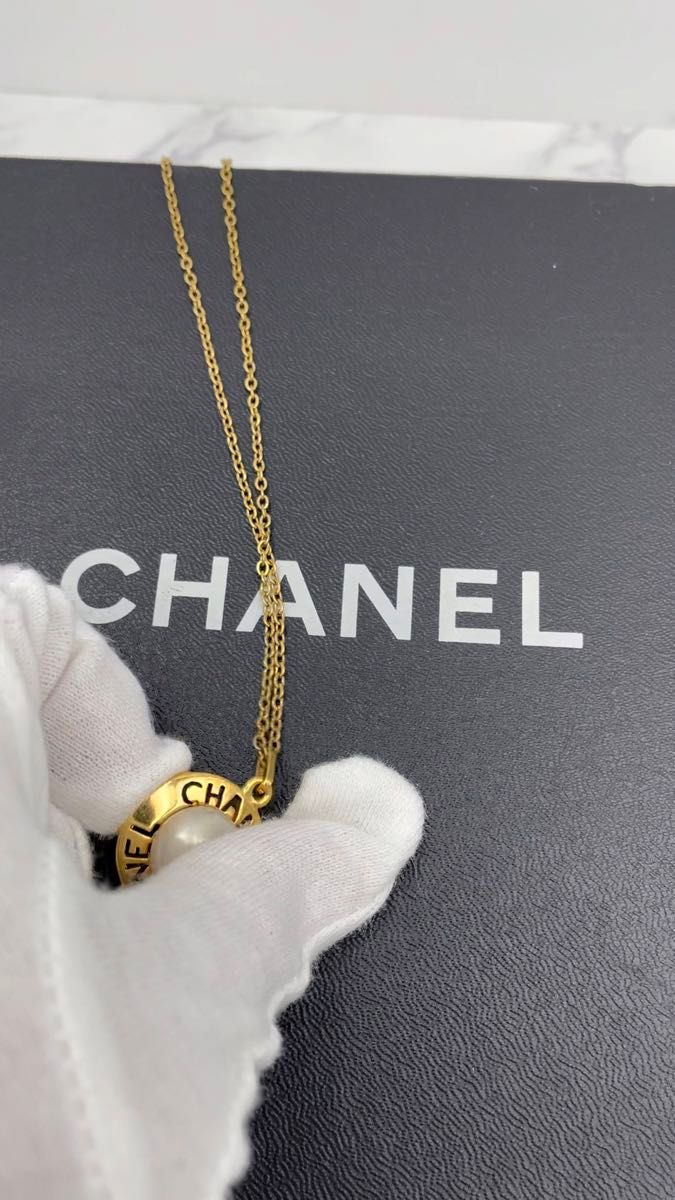 CHANEL シャネル　パール　ネックレス　アクセサリー　ヴィンテージ　豆あり　ペンダント　ゴールド