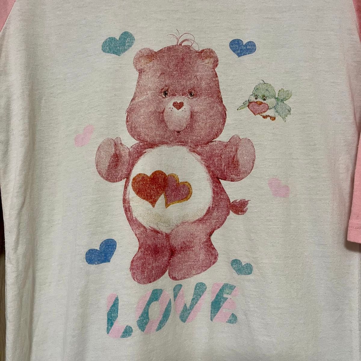 【Care Bears】Tシャツ ロング ラグランT シャツ ラブアロットベア アメキャラ ケアベア  ワンピース チュニック 