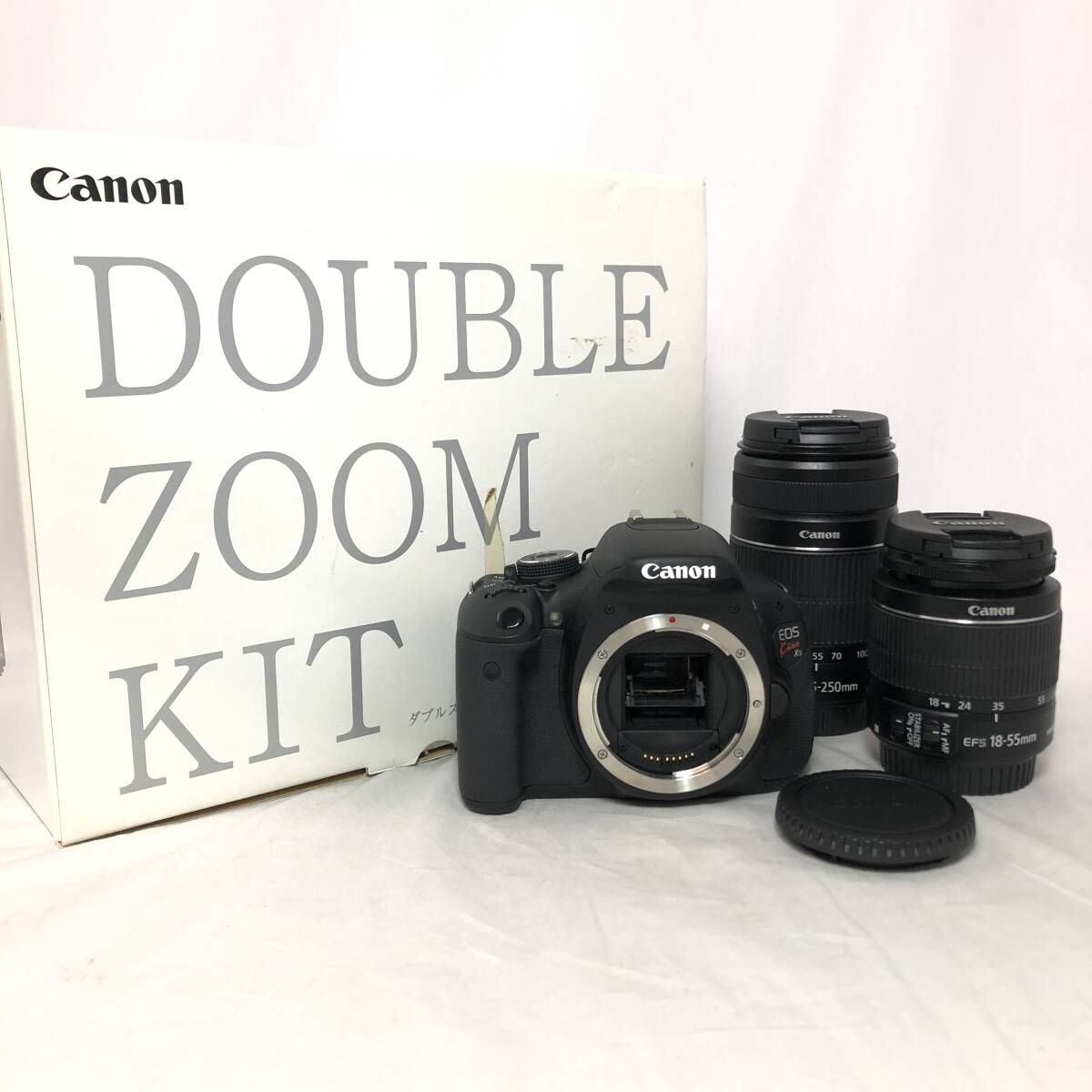 ＊【動作OK】Canon EOS Kiss X5 ダブルズームキット デジタル一眼レフカメラ レンズ EF-S 18‐55mm 1:3.5‐5.6 ISⅡ/55-250mm 1:4-5.6 ISⅡ_画像1