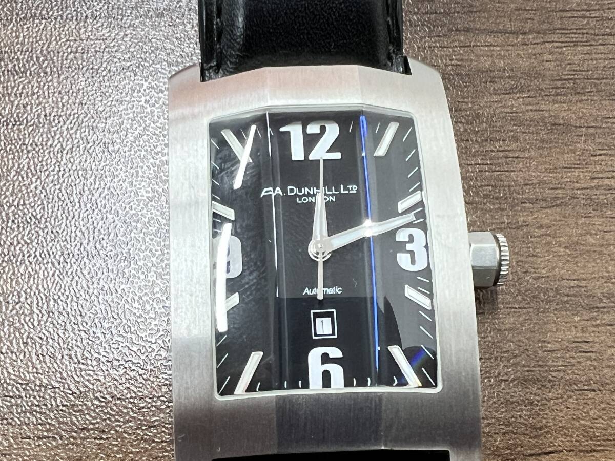 Dunhill ダンヒル 腕時計 メンズ AT 自動巻 8040 デイト ブラック文字盤 三面カットガラス 可動品_画像2