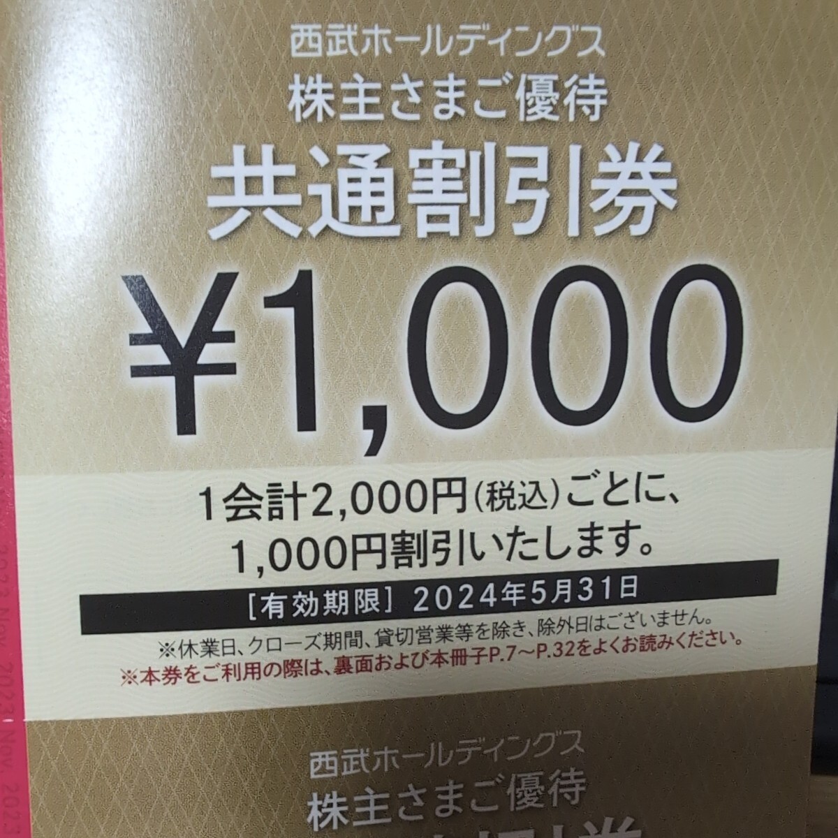 西武ホールディングス株主優待　２４年５月３１日期限　共通割引券９枚　その他_画像1