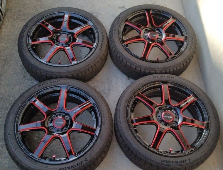 極美品 WORK  EMOTION T7R 紅 kurenai  DUNLOP ルマンV＋ 165/50R16 ４本セット コペン