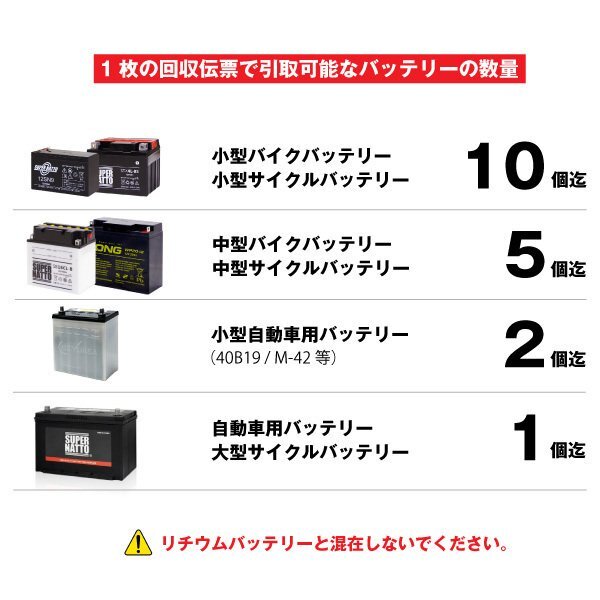 ★送料無料★バイク、自動車　不要バッテリー回収伝票(廃棄バッテリー処分します)_画像5