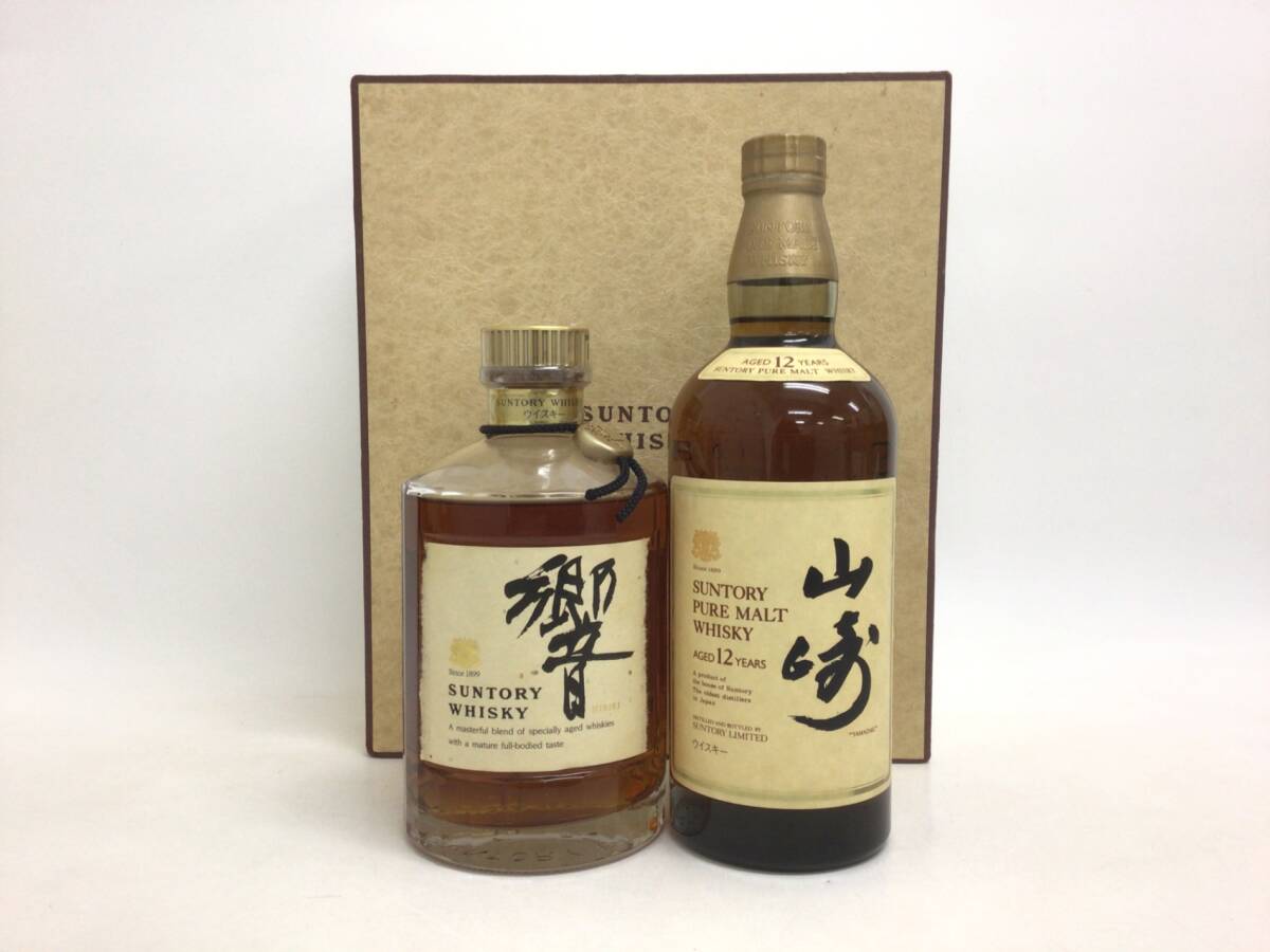 ウイスキー サントリー 山崎 12年 ピュアモルト 向獅子/響 1899 2本セット 750ml 重量番号:4(S-6)_画像1