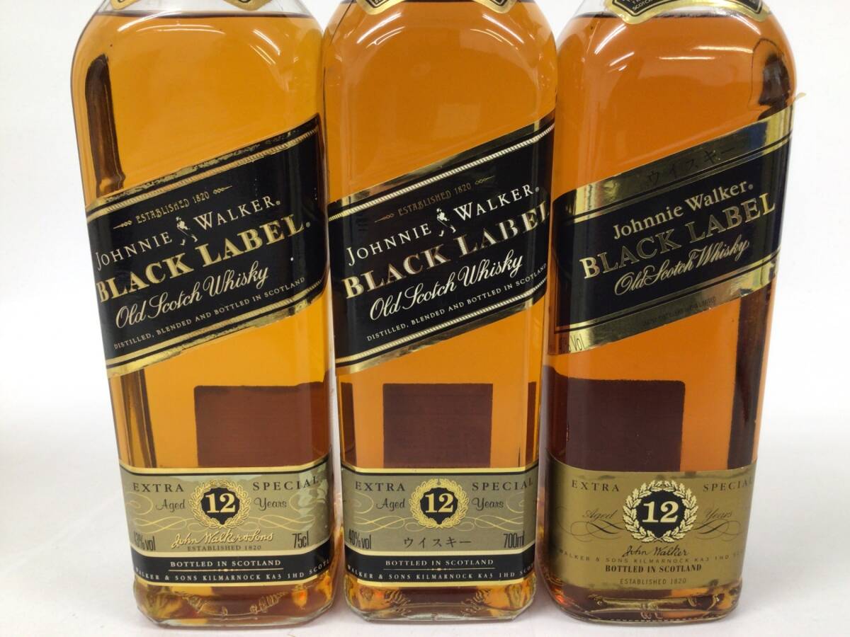  whisky Johnny War car black label 12 year black cap 3 pcs set 750/700ml 43/40% weight number :6 (69)