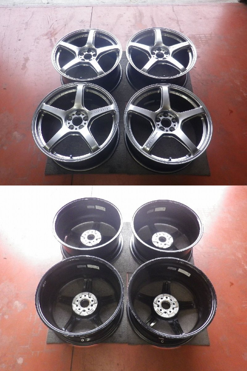 WORK エモーション T5R♪18×8.5J PCD100 5H +45 ハブ60♪プリウス,インプレッサ,レガシィ等に♪ホイールのみ4本♪店頭受取歓迎♪R605W63_画像3