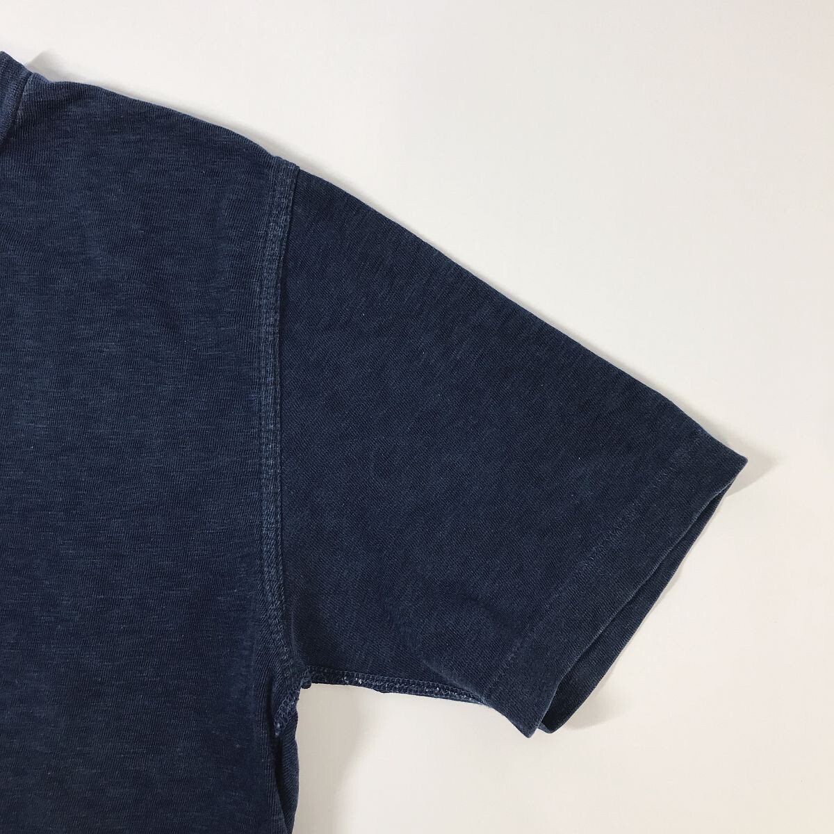 日本製 レアデザイン 45 RPM アールピーエム 半袖 インディゴ染め クルーネック 無地 Tシャツ 1 インディゴ 藍染め 製品染め カットソーの画像6