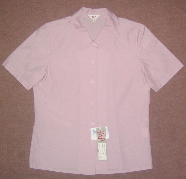 送料無料 新品 7号 オフィスブラウス 事務服 OL制服 小さいサイズ ピンク12_画像1