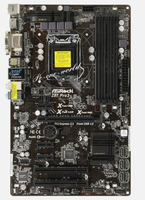 ASRock Z87 Pro3 LGA 1150 Intel Z87 DDR3 ATX DVI-D HDMI USB 3.1 Motherboard_画像1