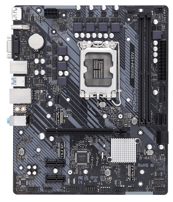 ASRock B660M-HDV LGA 1700 Intel B660 SATA 6Gb/s DDR4 Micro ATX Motherboard_画像1