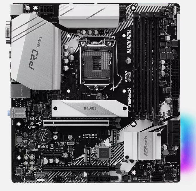 ASROCK B460M Pro4 LGA1200 DDR4 128G VGA+HDMI+DP M-ATX Motherboard _画像1