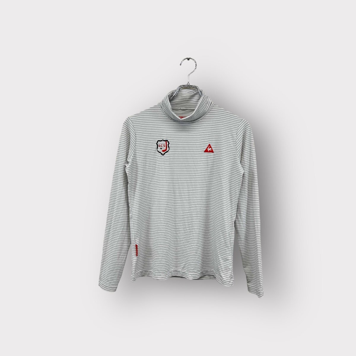 le coq sportif ルコックスポルティフ 長袖インナー アンダー ボーダー サイズM グレー トップス スポーツ レディース ヴィンテージ ネ_画像1