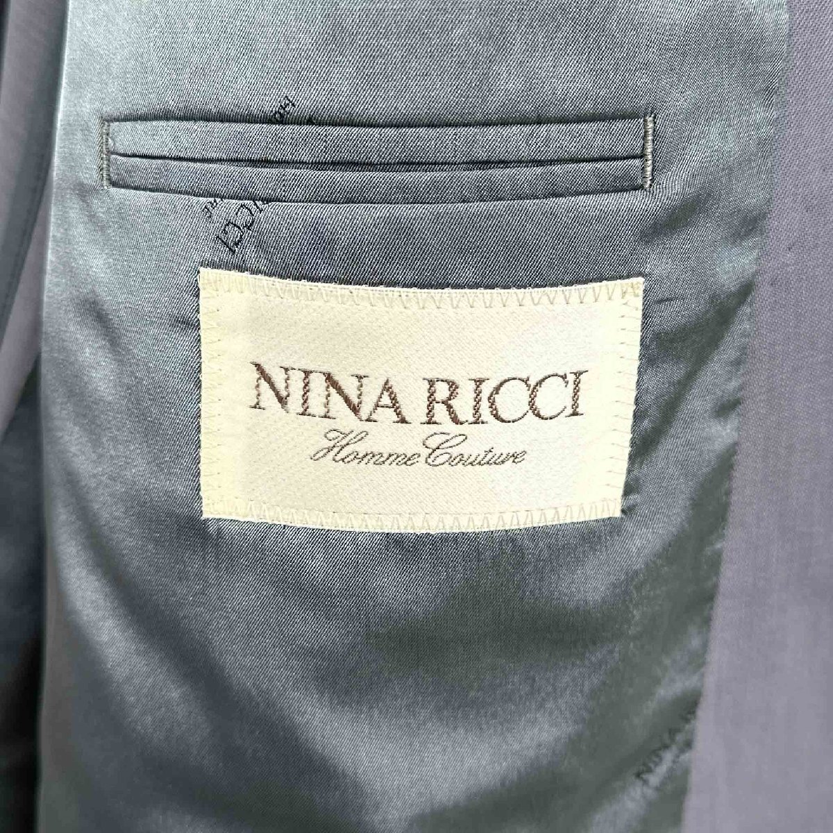 NINA RICCI ニナリッチ スーツ セットアップ グレー系 無地 テーラードジャケット メンズ ヴィンテージ 8 買_画像4