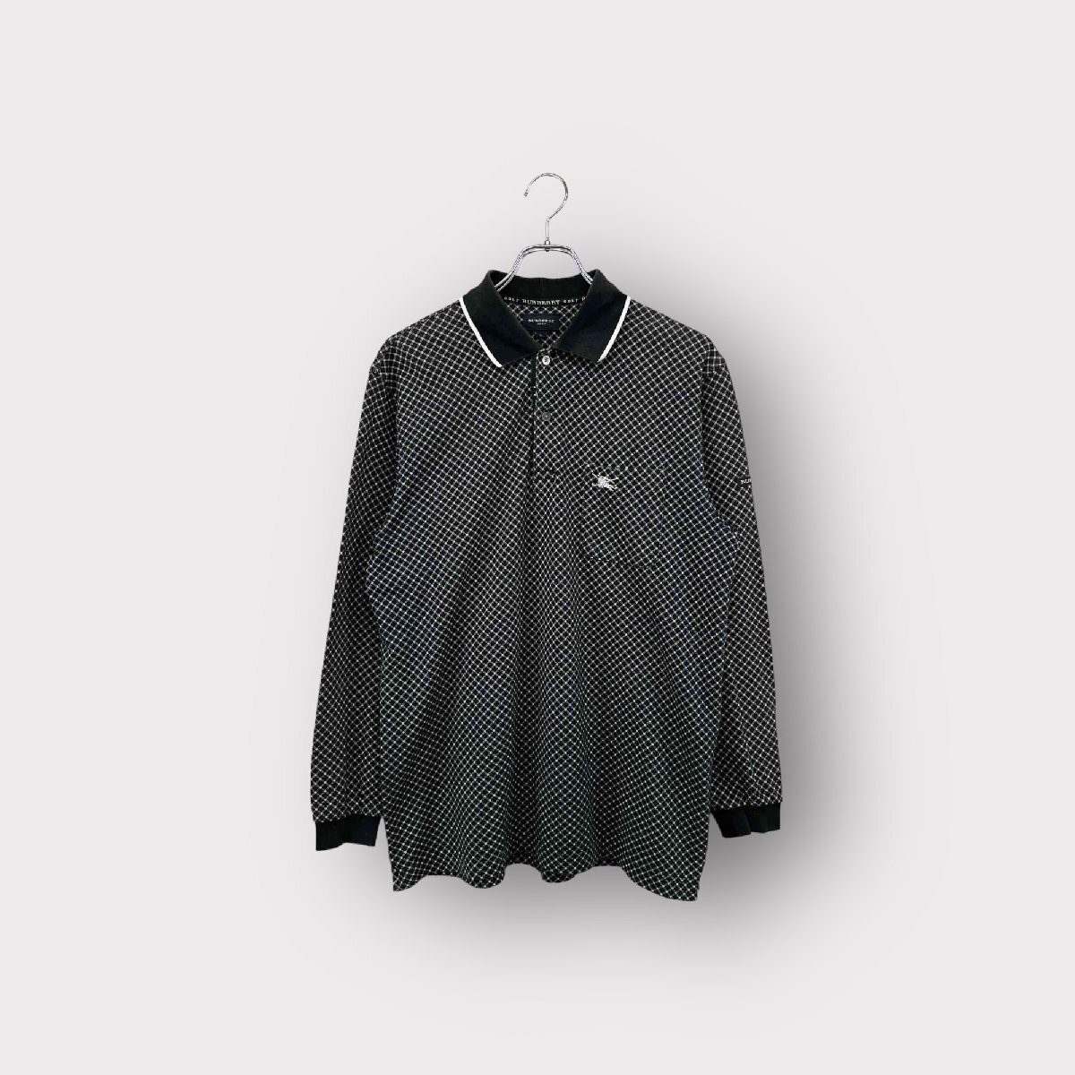 BURBERRY GOLF Burberry Golf рубашка-поло с длинным рукавом черный размер L общий рисунок tops мужской Vintage ne