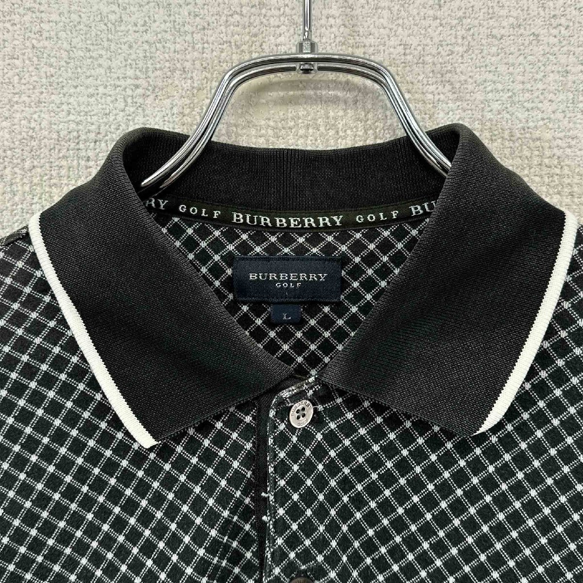 BURBERRY GOLF Burberry Golf рубашка-поло с длинным рукавом черный размер L общий рисунок tops мужской Vintage ne