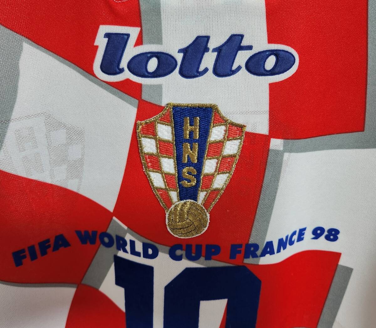 98W杯 クロアチア(H)＃10 ボバン Boban 半袖 lotto正規 1998 World Cup仕様 L_画像3