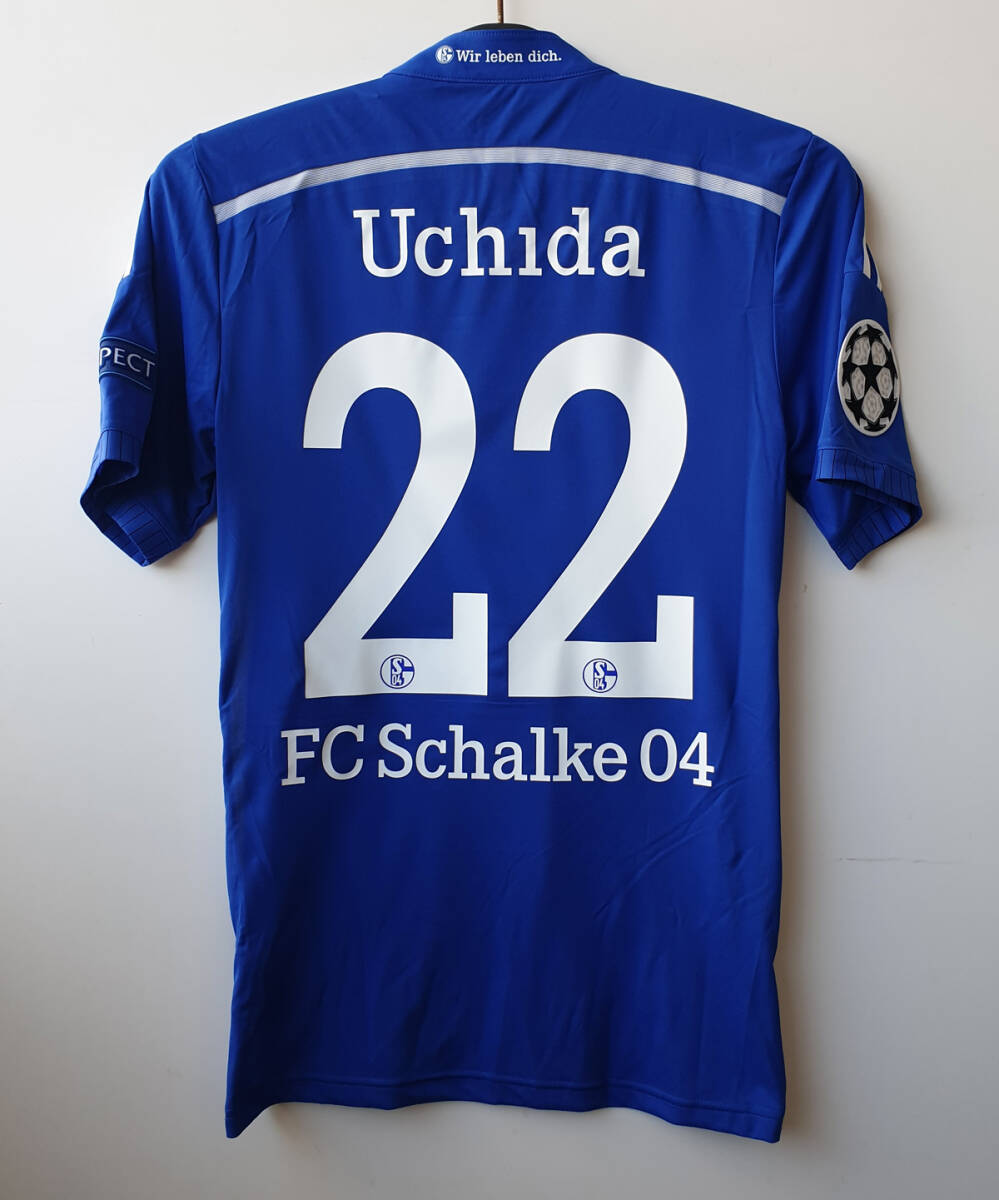 14-15シャルケ04 SCHALKE 04(H)#22 内田篤人 UCHIDA 選手用半袖 adidas正規 UEFA CL仕様 M_画像2