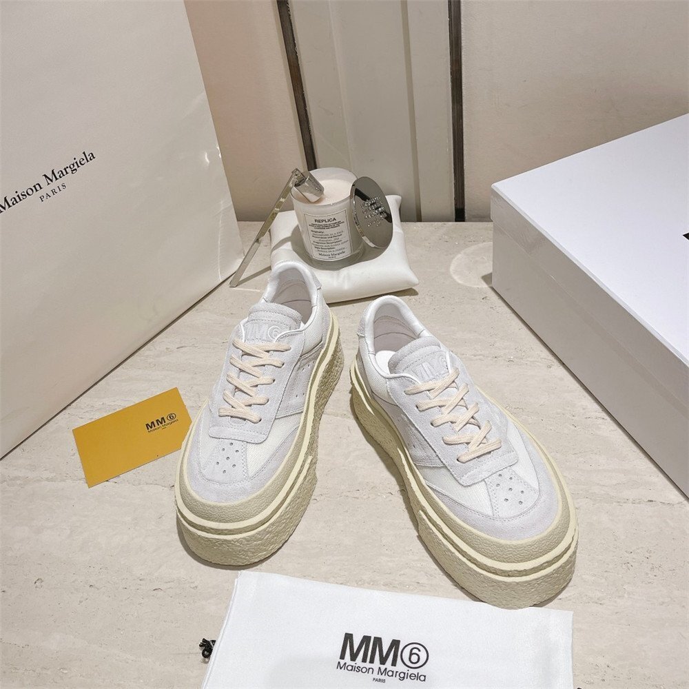 ゾンマルジェラ Maison Margiela MM6 本革 シューズ レディース 白 靴 厚底 疲れない カジュアル shoes レースパップ 240mm_画像2