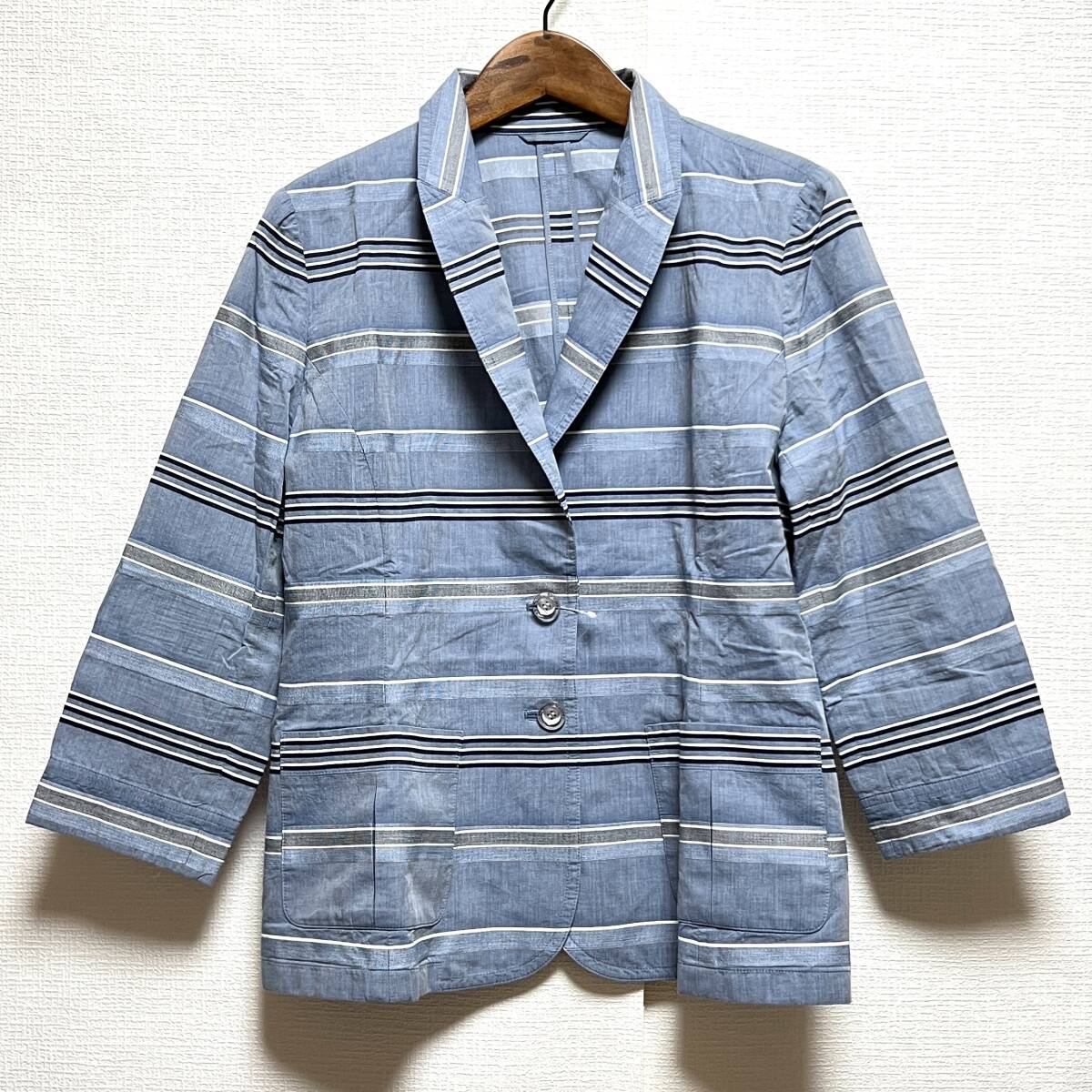 ロシャス Leilian レディース 七分袖ジャケット サイズ13 ブルー系 レターパック可 (800430)の画像1