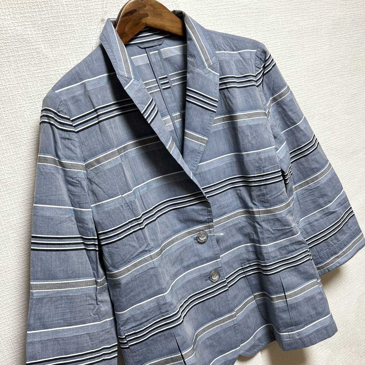 ロシャス Leilian レディース 七分袖ジャケット サイズ13 ブルー系 レターパック可 (800430)の画像4