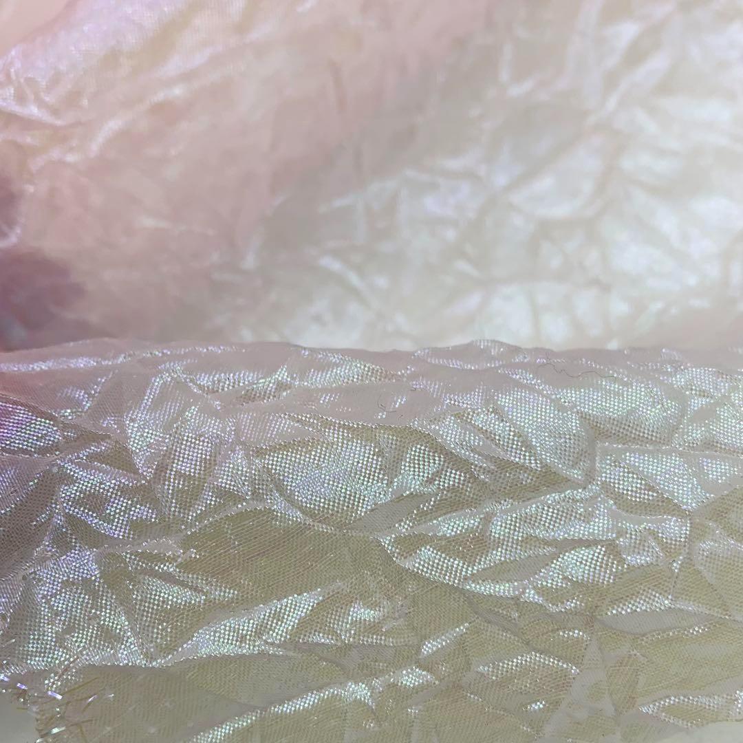 S428 ナイロンクラッシュ加工 5ｍ ピンクオーロラ 生地 キラキラ コスプレ 衣装 ハンドメイド の画像6