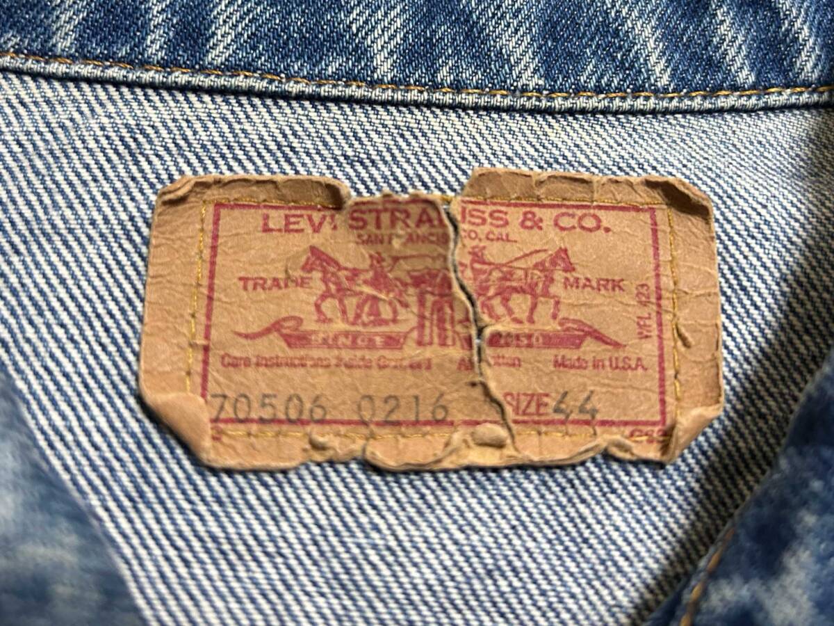 希少 44【ビンテージ 80s Levis リーバイス 70506 0216 デニム ジャケット ジージャン USA製】アメリカ 70505 70s サードの画像3