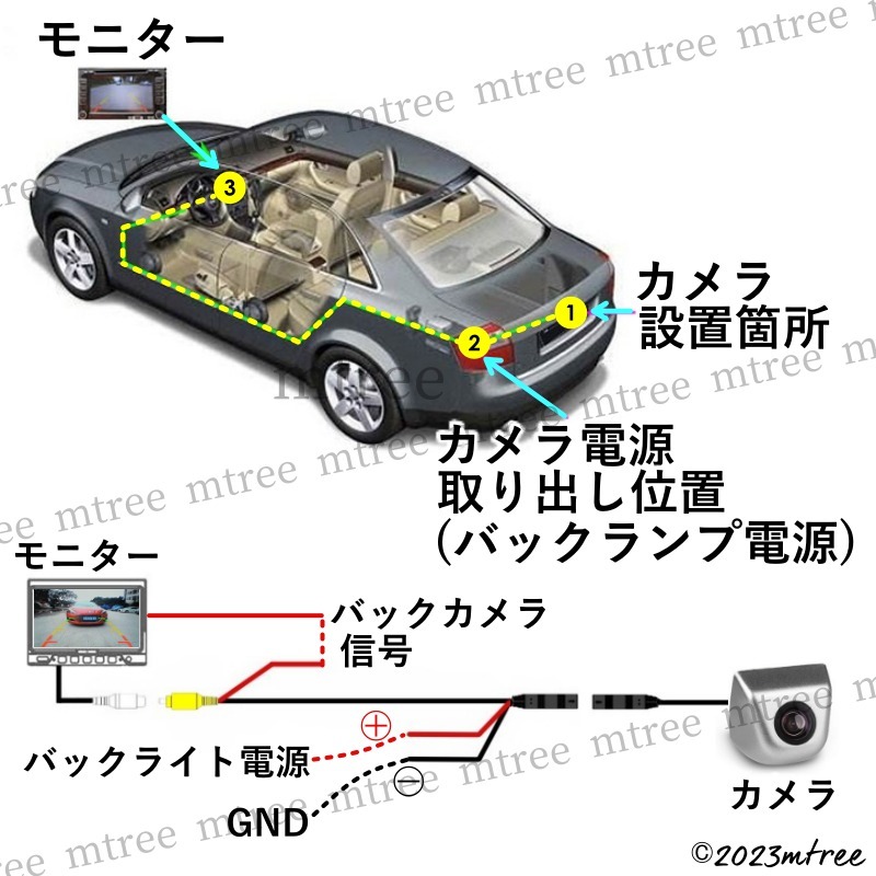 CCDバックカメラ セット シルバー 銀白 高画質 4層レンズ 車 増設 バックモニター 用 リアカメラ 小型_画像6