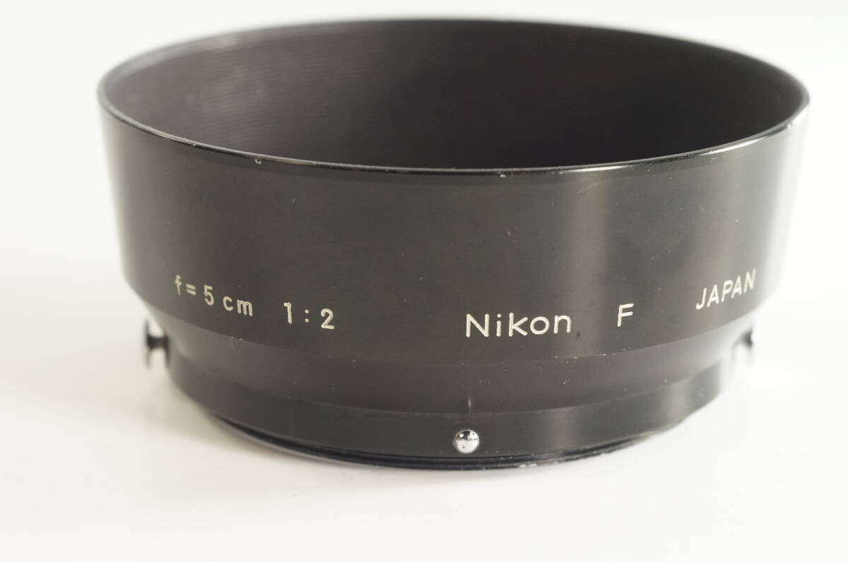 影GG【キレイ】Nikon f=5cm 1：2 （小文字「Ｆ」刻印） ニコンAuto 50mm F2用 5cm F2用 メタルフード_画像1