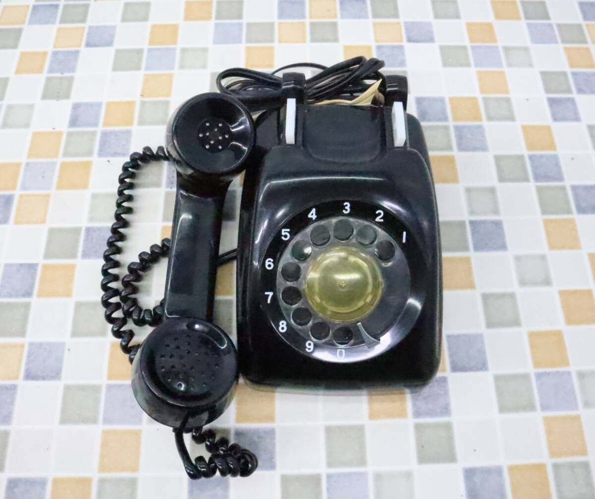 * operation goods light telephone correspondence!l black telephone dial type telephone machine lNTT 601-A2 antique l that time thing Vintage modular jack replaced #N7993