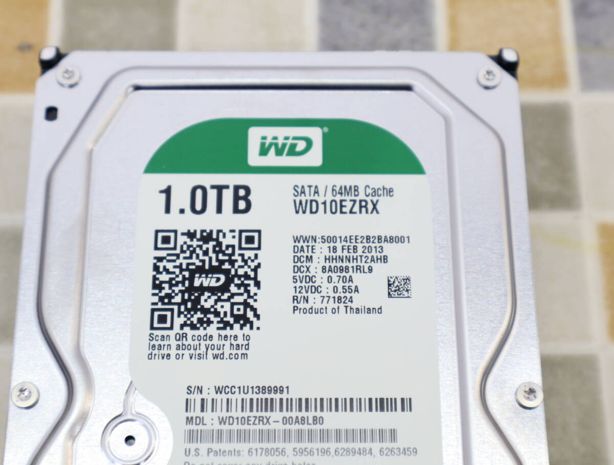 ∨ 1TB｜SATA 内蔵型 3.5インチ ハードディスク｜Western Digital ウェスタンデジタル WD10EZRX 内蔵HDD｜ フォーマット済み ■O3022_画像3