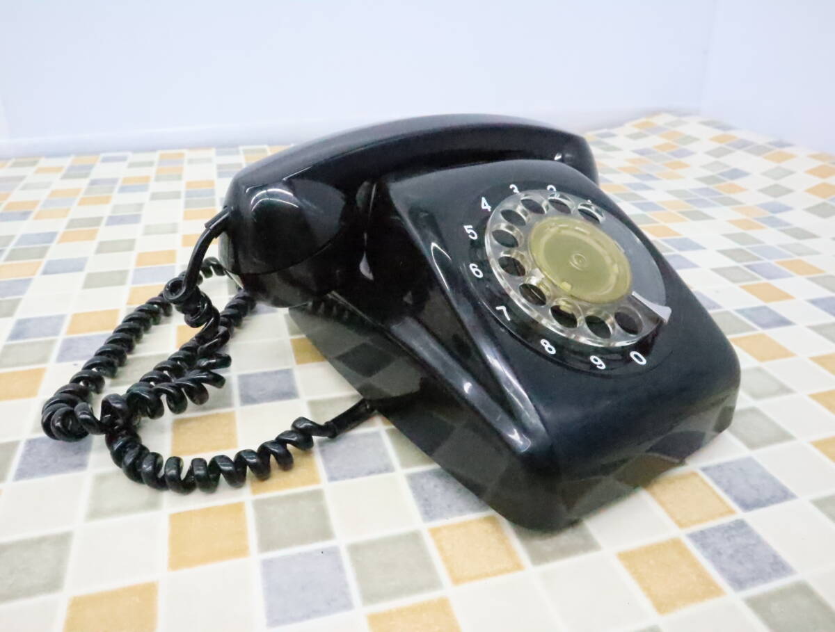 * operation goods light telephone correspondence!l black telephone dial type telephone machine lNTT 601-A2 antique l that time thing Vintage modular jack replaced #N7993