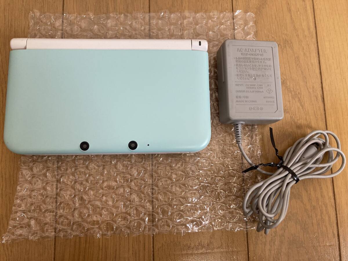 ニンテンドー 3DS LL 本体 ミント×ホワイト ポケモンバンク 内臓 保護フィルム ACアダプターセット_画像1