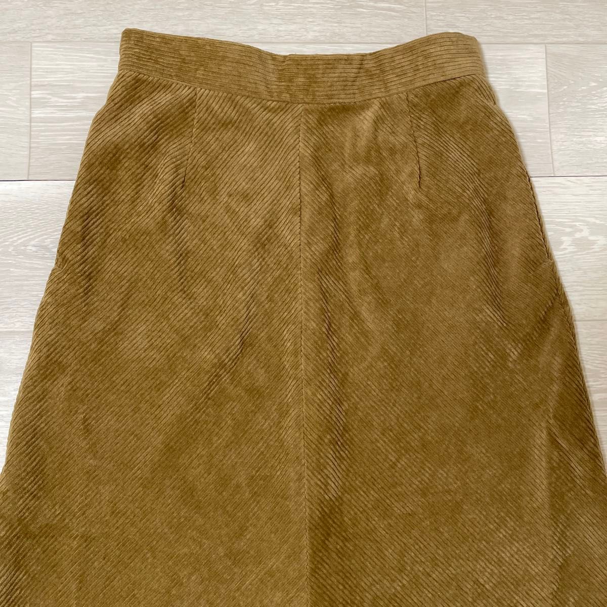ルノンキュール コーデュロイセミフレアスカート (フリーサイズ) 新品タグ付きロングスカート スカート ロング ウエストゴム