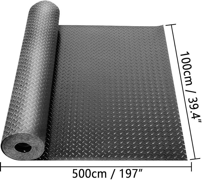 【表面滑り止め構造付】ゴム製 ガレージ マット ゴムシート トラックゴムマット 黒色 100*500cm 厚さ3mm 荷台 長方形 弾性ゴムランナーの画像1