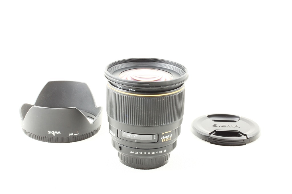 美品◆SIGMA シグマ 24mm F1.8 EX DG ASPH MACRO Pentaxペンタックス◆単焦点レンズ/A4396_専用フード付きの大人気レンズ！