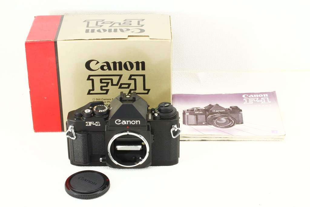 格安品◆Canon キヤノン New F-1 アイレベルボディ◆一眼レフフィルムカメラ,最後期,希少/A4439_元箱など付属品揃った格安品です！