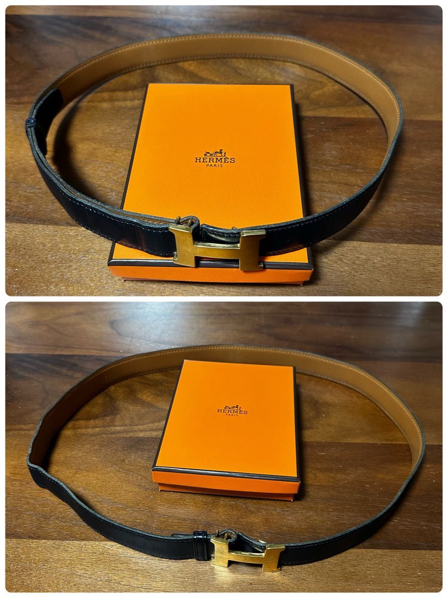 エルメス コンスタンス ゴールドバックル ベルト ヴィンテージ 黒×ブラウン HERMES エルメス コンスタンス ベルト ヴィンテージ ゴールド