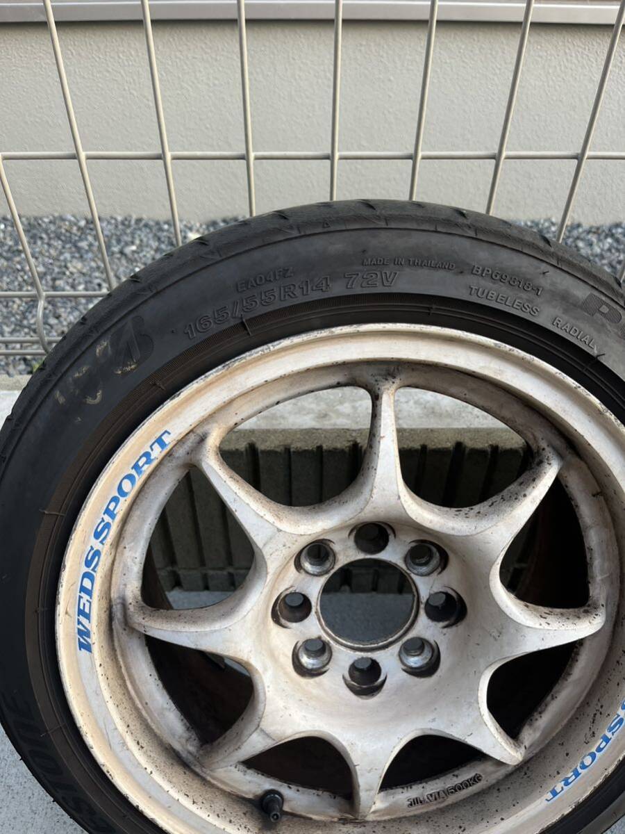 WEDS SPORT TC05 14x6.5J+39 100-4H 2本 ウェッズ 軽 BRIDESTONE POTENZA RE004 165/55/R14（2022年5週）_画像2