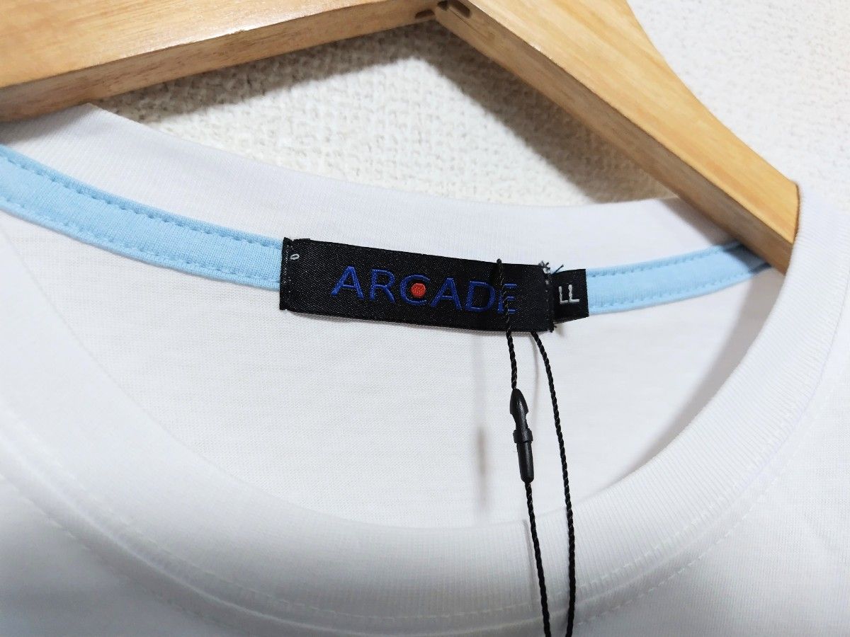 【新品】ARCADE ロゴプリントTシャツ クルーネック アメカジ 半袖 ホワイト LLサイズ
