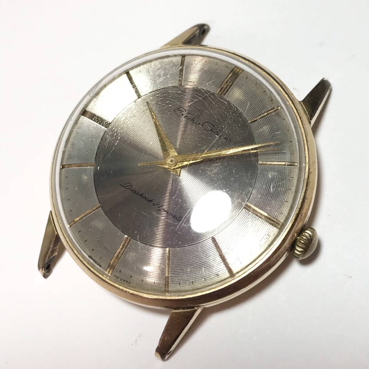 【1円】 時計 Seiko Crown セイコー クラウン Diashock 21 jewels 21石 J15003E 手巻き 3針 ラウンド フェイスのみ 稼働品の画像1