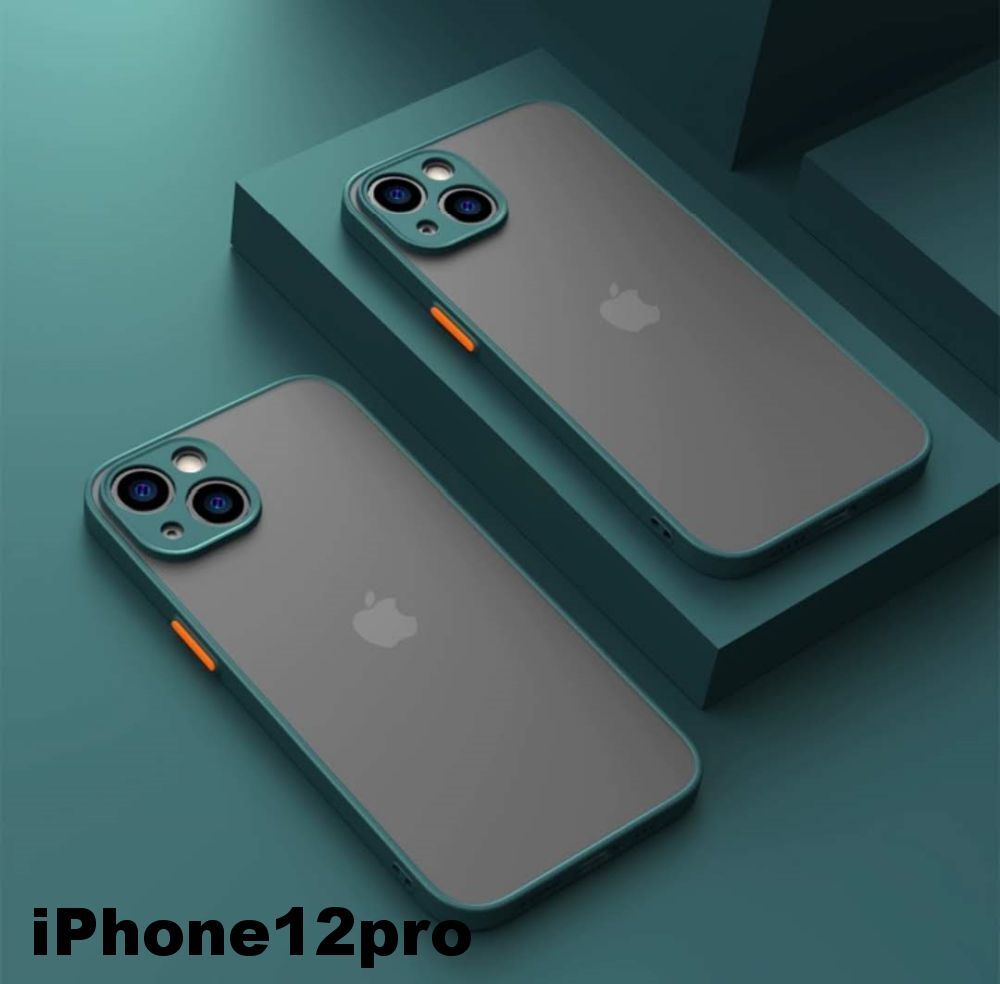 iphone12proケース カーバー TPU 可愛い　お洒落　韓国　マット　緑　軽量 ケース 耐衝撃 高品質310_画像1