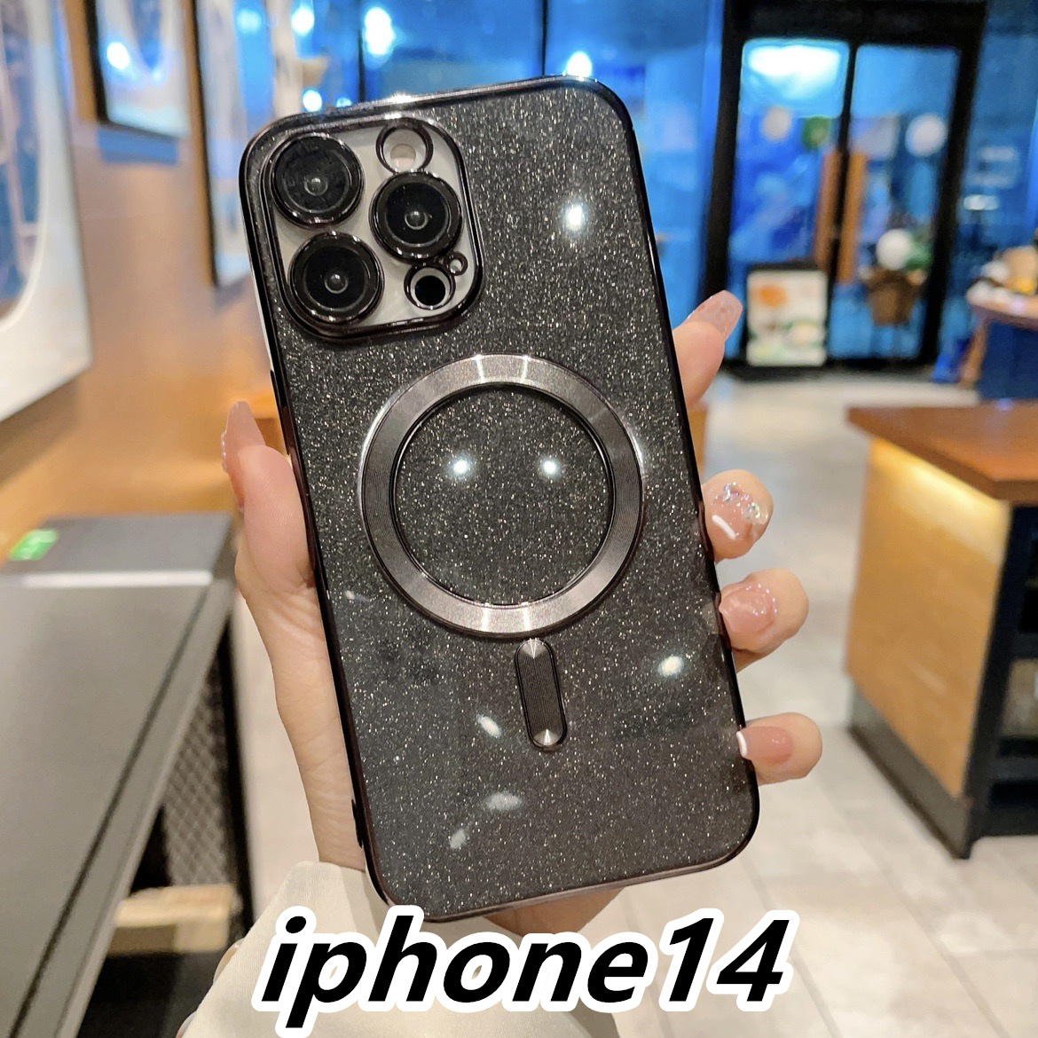 iphone14ケース 軽量 TPU お洒落 ケース 耐衝撃　無線　磁気 ワイヤレス充電 ブラック _画像1