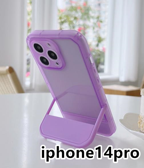 iphone14proケース カーバー スタンド付き　半透明　お洒落　韓国　軽量 ケース 耐衝撃 高品質 紫184_画像1