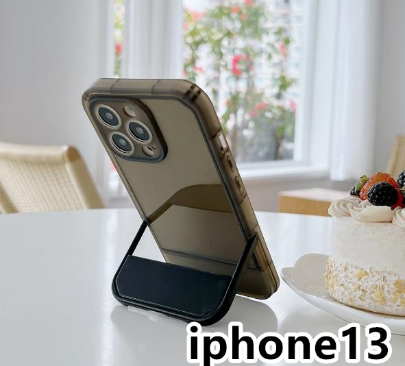 iphone13ケース カーバー スタンド付き　半透明　お洒落　韓国　軽量 ケース 耐衝撃 高品質 ブラック326_画像1