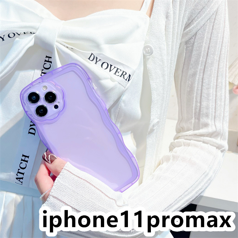 iphone11promaxケース カーバー TPU 可愛い　透明　波型花　お洒落　軽量 ケース 耐衝撃高品質紫251_画像1
